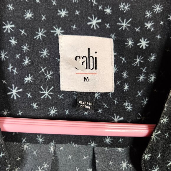 Cabi Women's Black White Astral Star Printed Blouse V-neck Size M - Picture 4 of 8